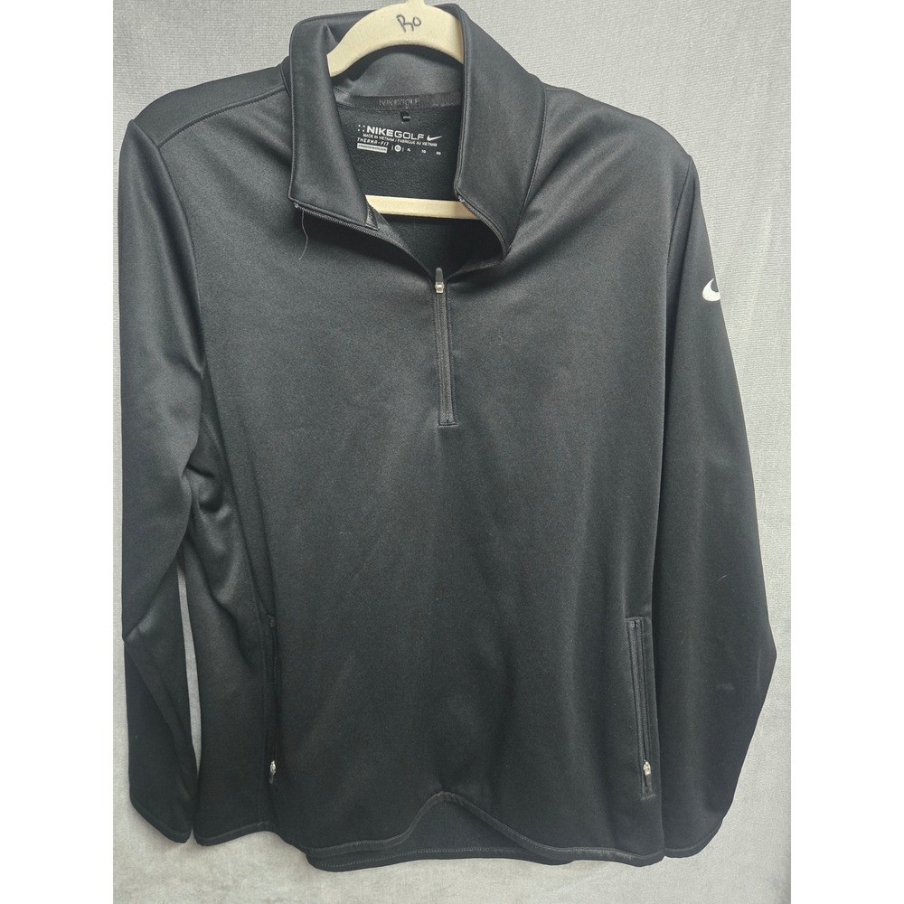 Nike Golf Therma-FIT Mens XL Black Quarter Zip Pullover Fleece Jacket Pockets